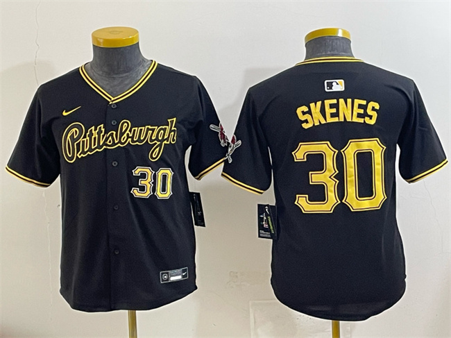 Youth Black Pittsburgh Pirates #30 Paul Skenes Vapor Limited Stitched Baseball Jersey